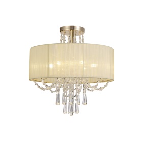 Freida French Gold-Ivory Cream Crystal Ceiling Lights Diyas Shaded Crystal Fittings Freida French Gold-Ivory Cream Crystal Ceiling Lights Diyas Shaded Crystal Fittings